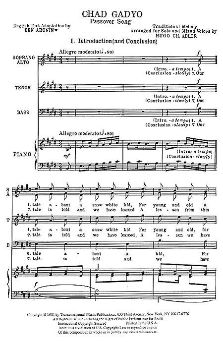 Chad Gadyo Passover Song
